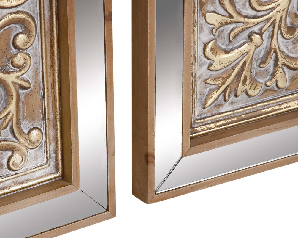 Cole & Grey 3 Piece Metal Mirror Plaque Wall Décor Set